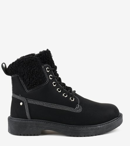 Čierne zateplené traperské topánky A6308