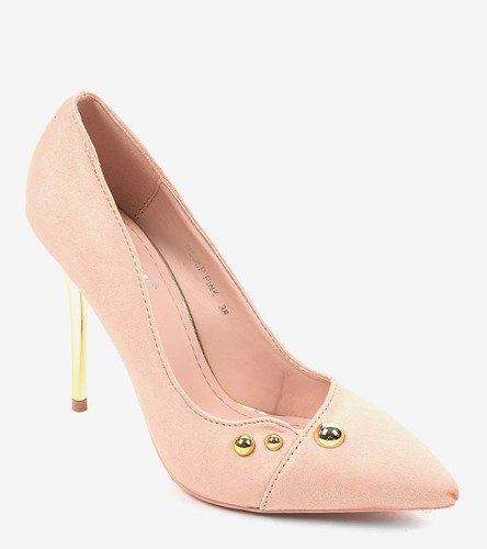 Ružové klasické ihličkové topánky s cvočkami NE05P